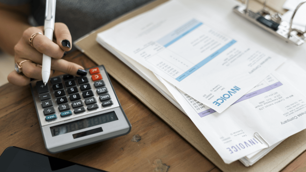 person using a calculator